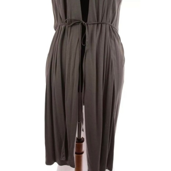 Coldwater Creek Womens Ruched Tie Front Duster Vest Cardigan Gray Sz M 10-12 - Picture 5 of 9